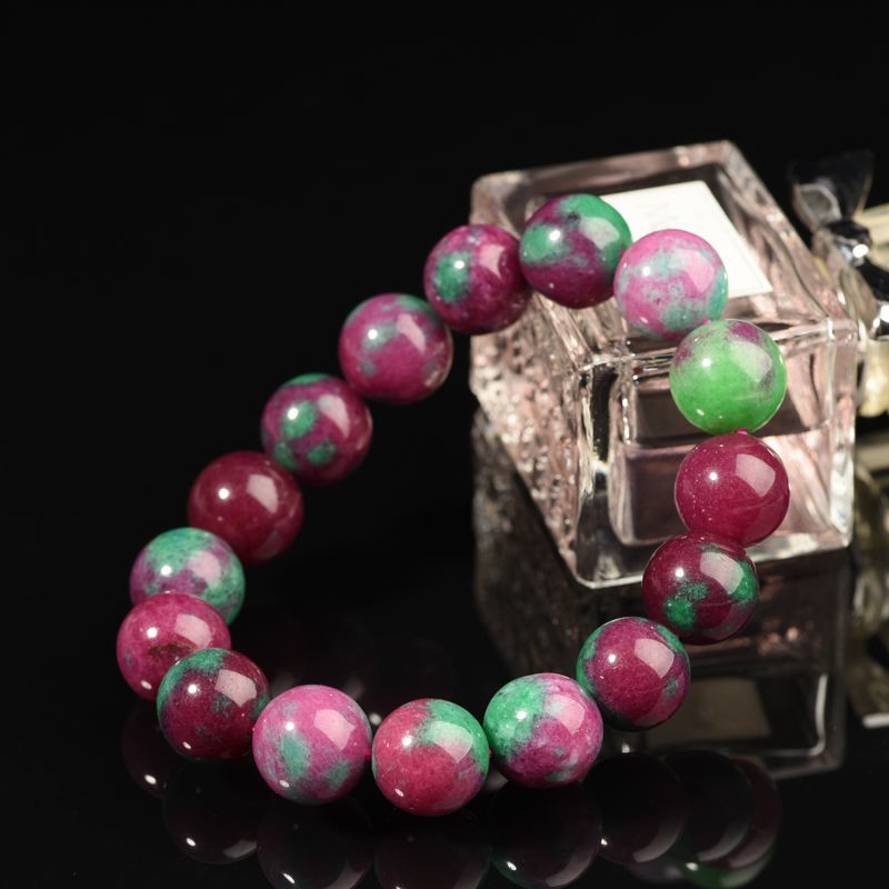 智贝主图_3天然水晶红绿宝手链红宝石单圈手串男女款首饰品玉