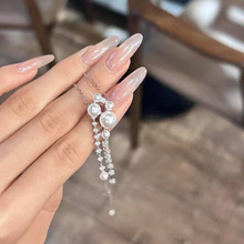 正品天然淡水珍珠4-5mm正圆极光无瑕流苏闪耀精工纯银制直播爆款