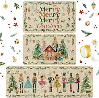 Avtomobil döşəmə paspasları, floor mat three-piece set, corridor dirt-resistant - christmas-14-4060cm-short-style-on-top-crystal-velvet