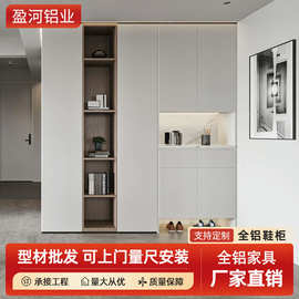 铝合金玄关鞋柜现代轻奢家用入户一门到顶靠墙收纳展示柜定制工厂