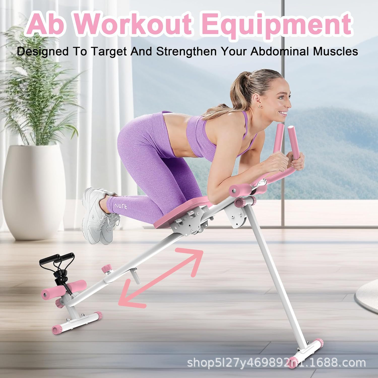 Cross-Border Multifunctional Ab Training Machine, Rowing Machine, Plastic Waist and Hip Lift Exercise Machine, Foldableable Abdominal Curling Machine, Abdominal Strengthening Machine