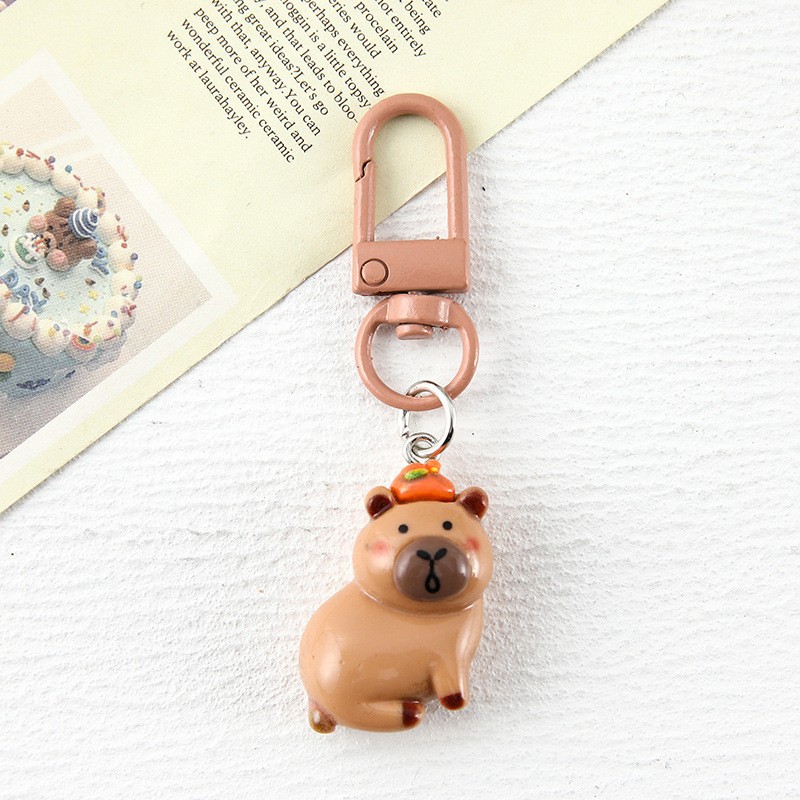 카툰 레진 키링/오렌지 카피바라