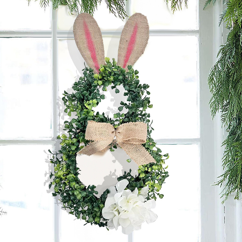 New cross-border Easter rabbit Garland front door hanging home decoration photography layout simulation green plant pendant