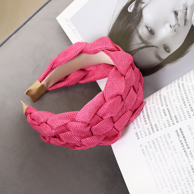 Simple Pure Color Fabric Woven Wide-brimmed Hairband Wholesale Nihaojewelry display picture 5