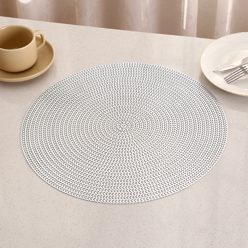 Redondo ondulado punto almohadilla impermeable a prueba de agua a prueba de aceite almohadilla de mesa de PVC simple ligera almohadilla de comedor occidental de lujo superior simple bandera de mesa al por mayor