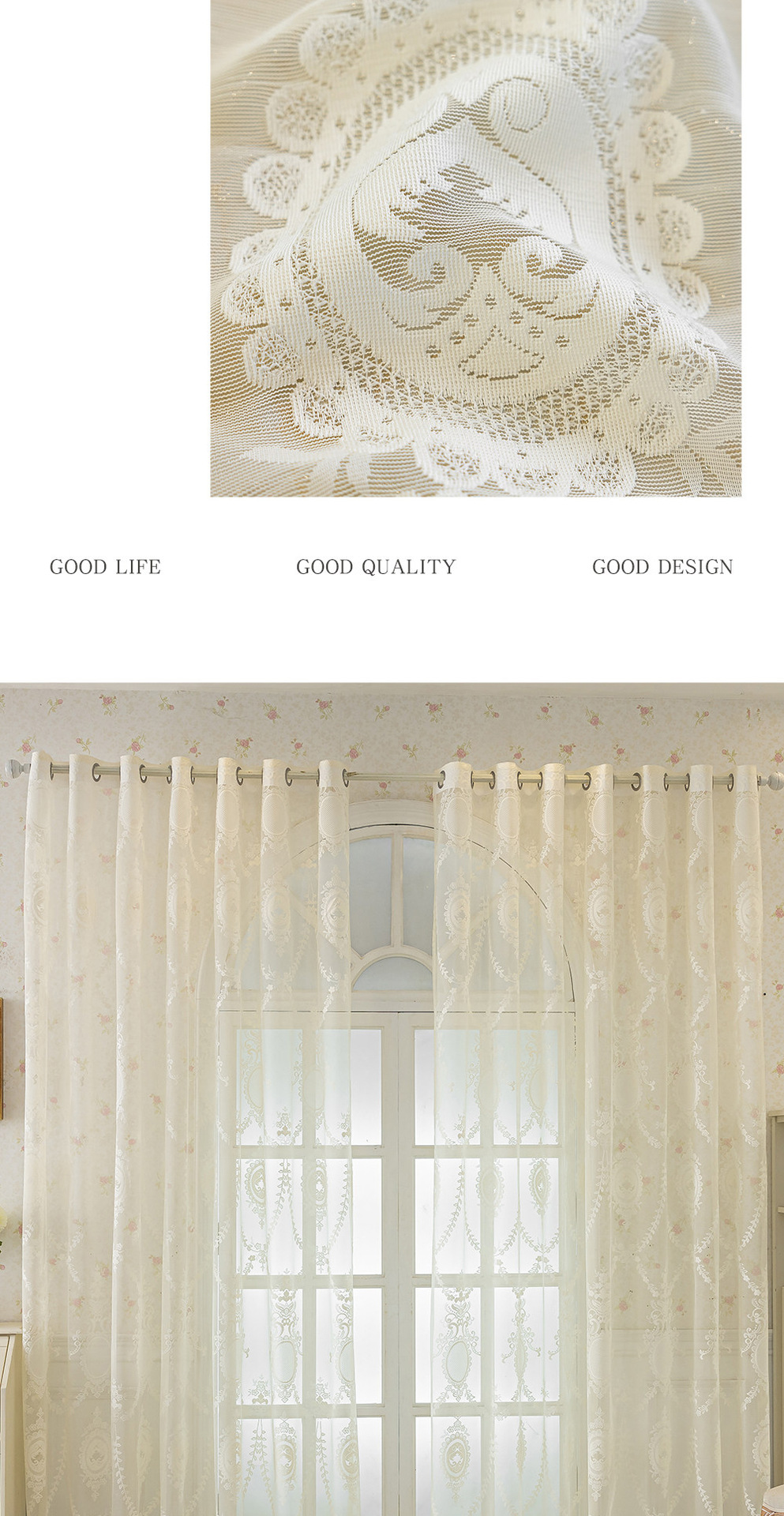 Embroidered Green Leaf Window Curtain American Style For Home_voghion.com