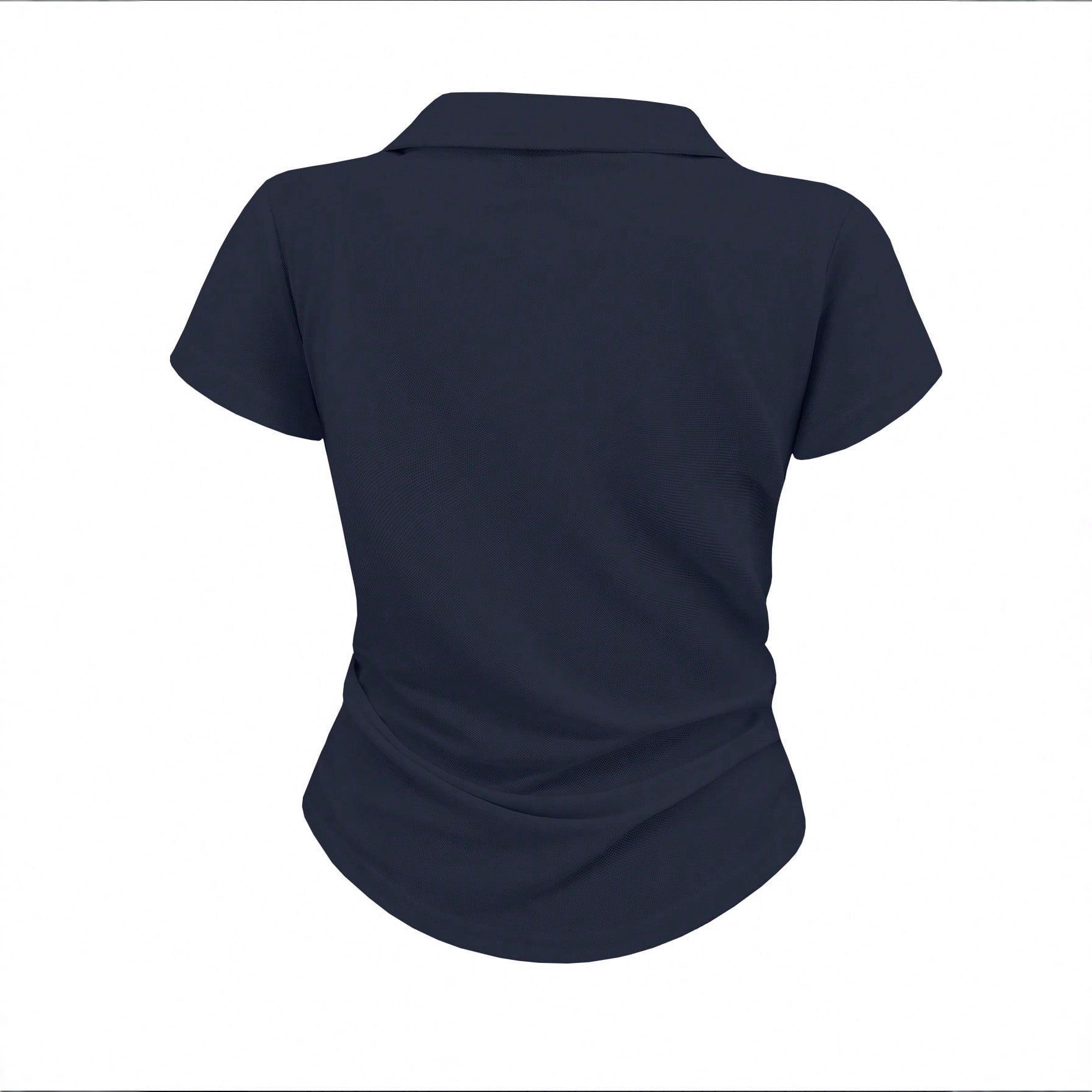 Women's Clothing Slim Fit Polo Shirt Solid Color Collared Short Length Equestrian Embroidery Simple Versatile Women's Top_voghion.com