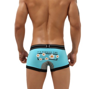 Foreign trade seobean men's boxer underwear wholesale youth men's low waist sexy boxer cotton underwear concave-convex bag