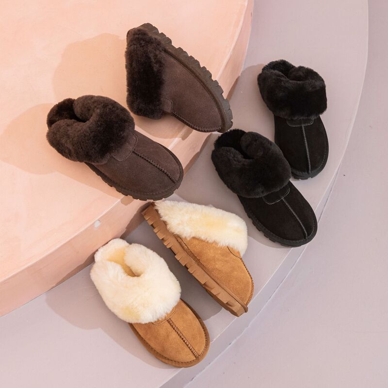 Winter New Style Qian Songyi Xllаugg Women's Goatskin Fur Integrated I Ugg I Star Drag Non-Slip Warm Cotton Slippers
