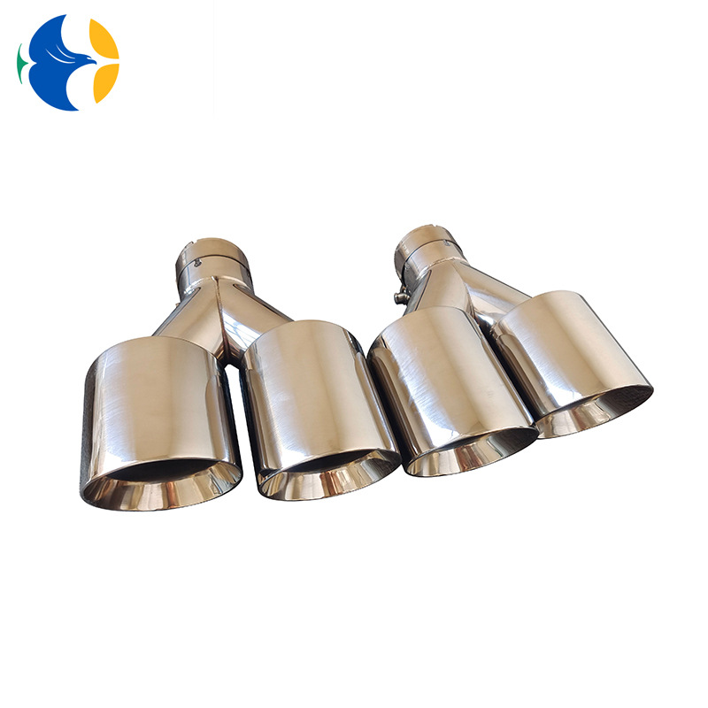 Cross-Border Stainless Steel Welded Edge Dual Y-Shaped Tailpipe for Car Modification, Exhaust Pipe Tail Tip with Attractive Appearance