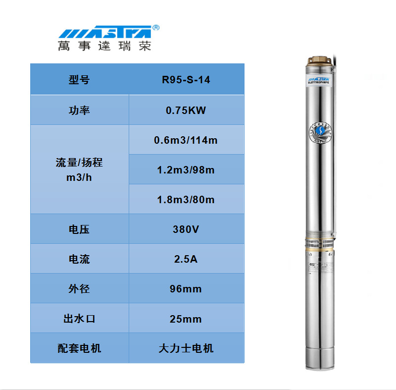 Bomba de bombeo MasterCard R95 220V bomba de agua de pozo doméstica bomba de pozo profundo bomba sumergible de acero inoxidable 380V tres fases