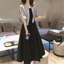 秋装女新款套装秋季两件套气质钉珠洋气七分袖小外套+显瘦背心裙