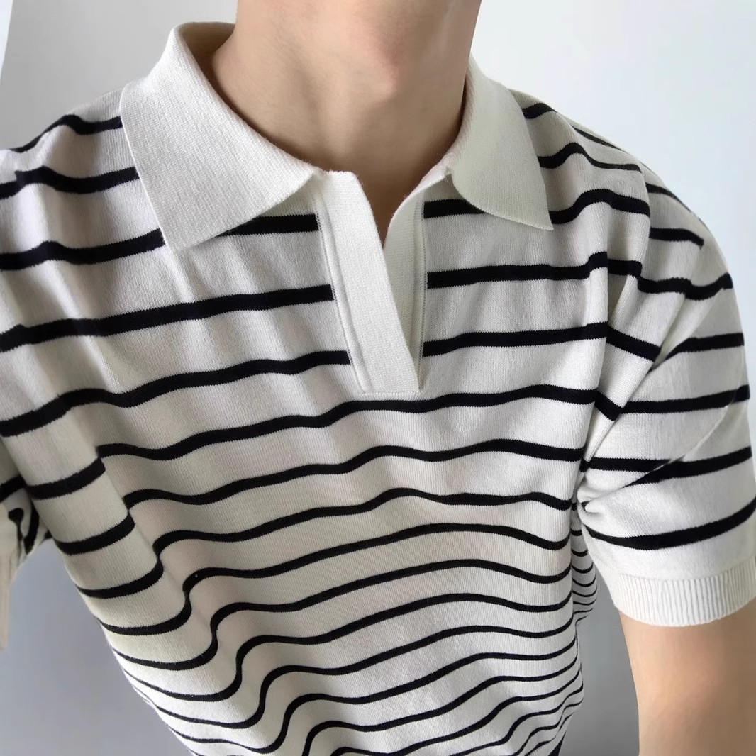 Camisas de polo de manga corta, camisetas de punto, camisetas comerciales anti rayas, hielo, fábrica de verano transfronteriza al por mayor