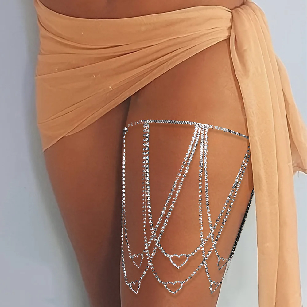 Cross-border Western and European loving water diamond leg chain for women, multi-layer tassel sexy body chain, party accessory