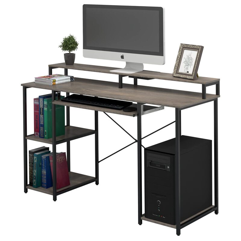 Computer Desk Pc Workstation Laptop Table with Four-Layer Open Bookshelf for Home Office Suitable Computer Desk Pc Workstation Laptop Table with Four-Layer Open Bookshelf for Home Office Suitable