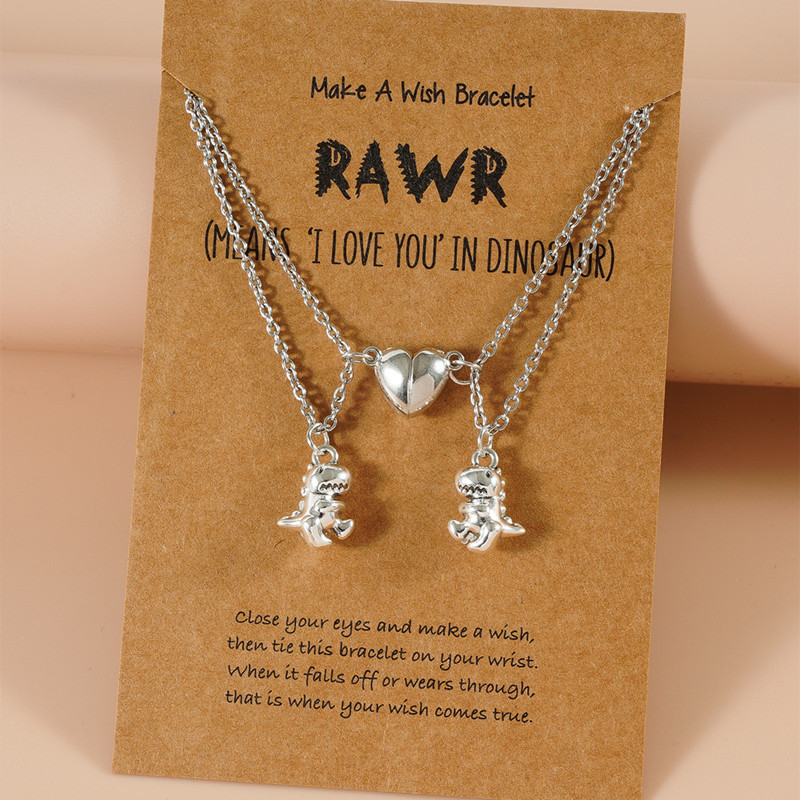 Cross-Border Exclusive for European and American New Three-Dimensional Small Dinosaur Love Magnetic Buckle Attracting Couple Friendship Necklace Set Necklace Cross-Border Exclusive for European and American New Three-Dimensional Small Dinosaur Love Magnetic Buckle Attracting Couple Friendship Necklace Set Necklace