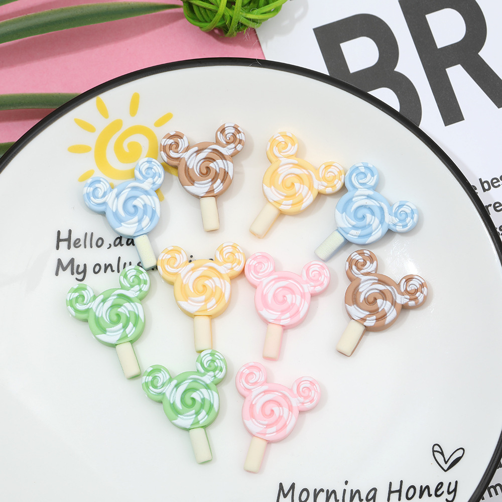 Macaron color oso Lollipop resina accesorios DIY crema pegamento teléfono caso accesorios para el cabello parche hecho a mano al por mayor