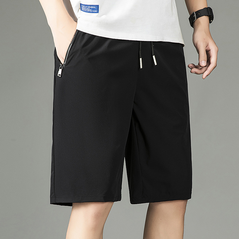 Summer Ice Silk Casual Shorts for Men 2026 Solid Color Simple Trendy Loose Straight Lightweight Breathable Shorts for Men