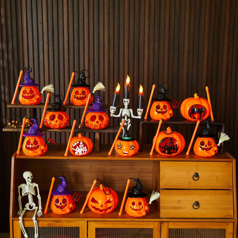 Halloween Portable Pumpkin Lantern Bar Ktv Night Venue Decoration Glowing Pumpkin Lantern Children's Expression Lantern Tabletop