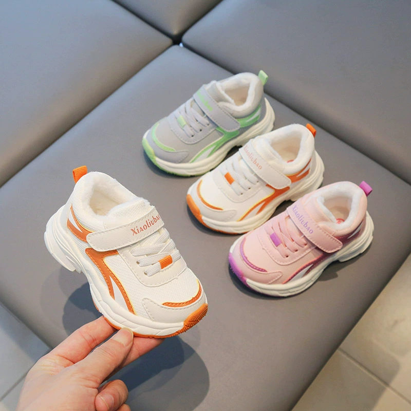 Xiaoxiao зимняя флисовая подкладка 2-3-4 лет на флисовой подкладке теплая детская обувь для малышей Мальчики и девочки на флисовой подкладке нескользящая обувь из двух хлопка