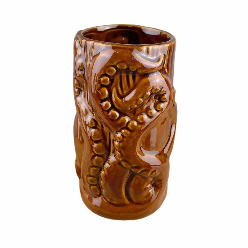 Cerámica octopus relieve tótem taza TIKI MUG 3D pulpo monstruo taza Maker taza hawaiana TIKI taza