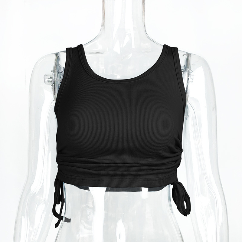 Chaleco corto ajustado con cordón y cuello redondo, estilo europeo y americano, tendencia de moda de Amazon para el verano de 2025. image 10