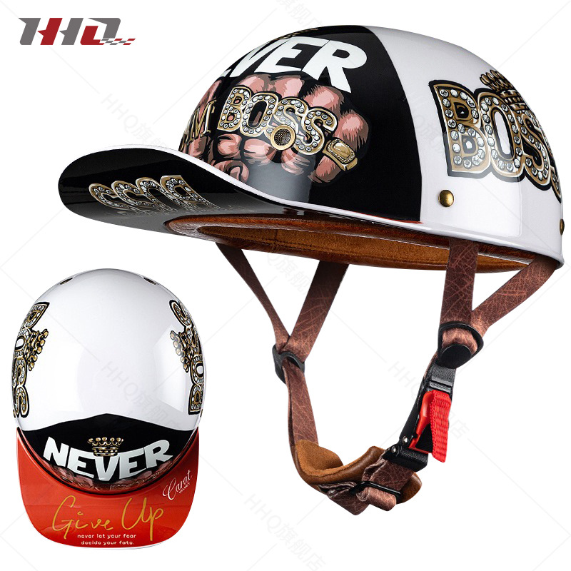 Al por mayor casco de motocicleta medio casco verano hombres y mujeres retro Harley motocicleta eléctrica gorra de béisbol primicia casco fabricante