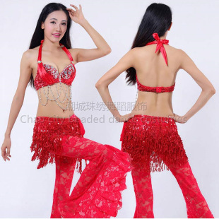 Halloween Belly Dance Performance Dance Sequins Performance Costume Hip Towel Four-Layer Tassel Waist Seal Stage Costume Waist Towel