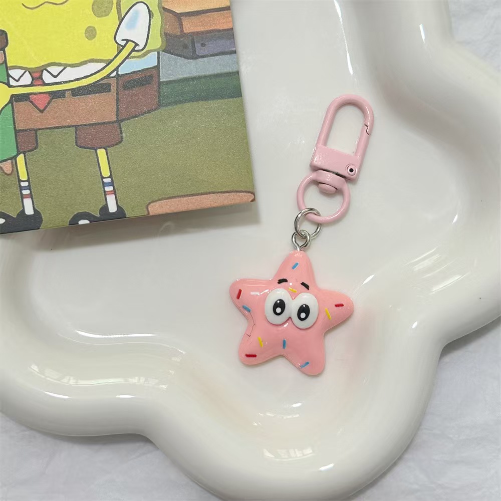 Nuevo Baby Esponja pie estrella llavero lindos colgantes de dibujos animados chica mochila accesorios colgantes regalos amigos