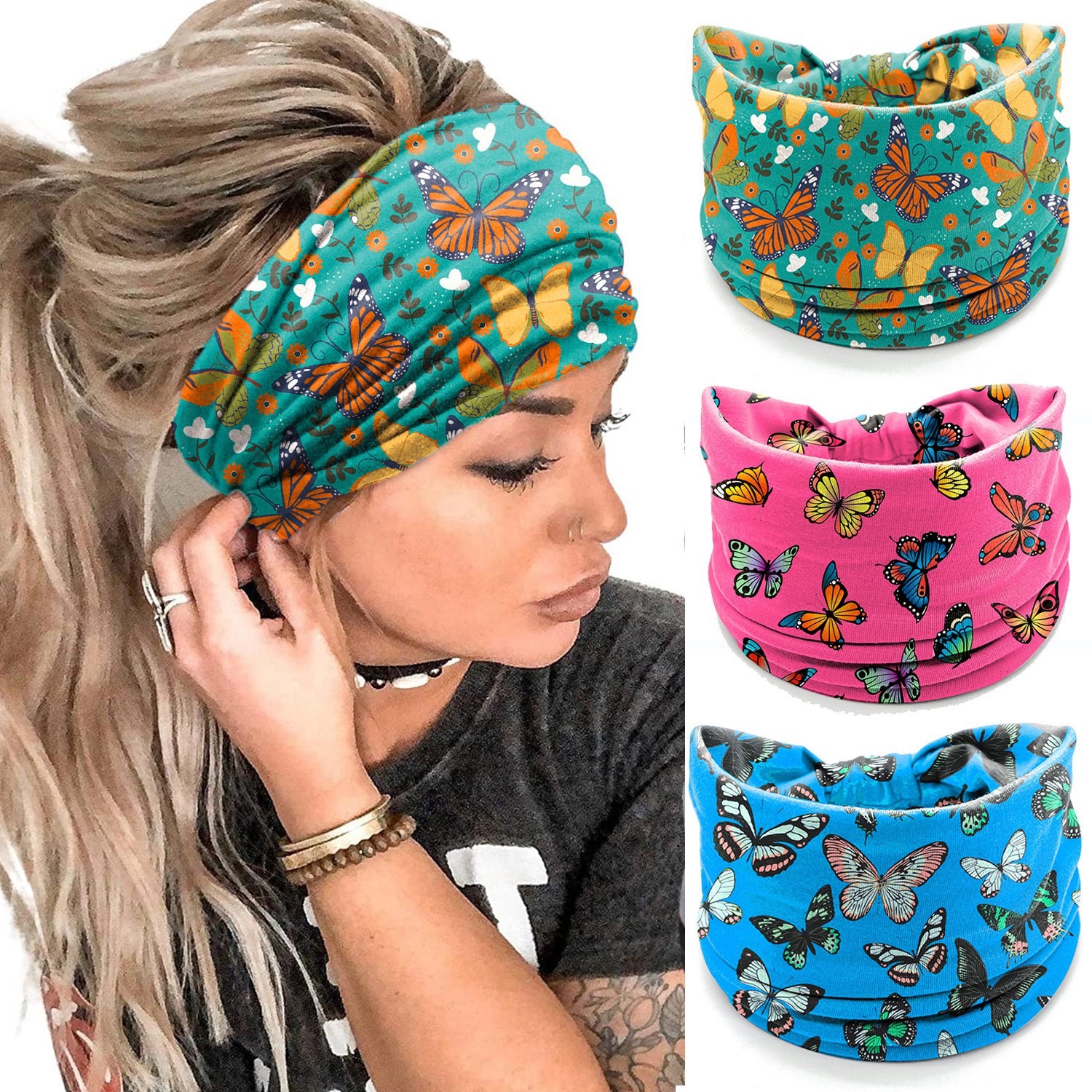 40g Weight Hair Band Hair Accessories Type 1 Piece Quantity Sports Occasion Polyester cotton Material Sun, Star, Moon Pattern Women's Gender Printing Design Bohemian Style Women's Bohemian Sun Star Moon Polyester Cotton Printing Hair Band 3