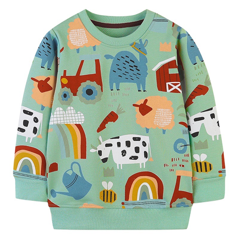 Suministro transfronterizo otoño nuevas sudaderas para niños de tamaño pequeño y mediano jersey de cuello redondo chaquetas de manga larga para niños