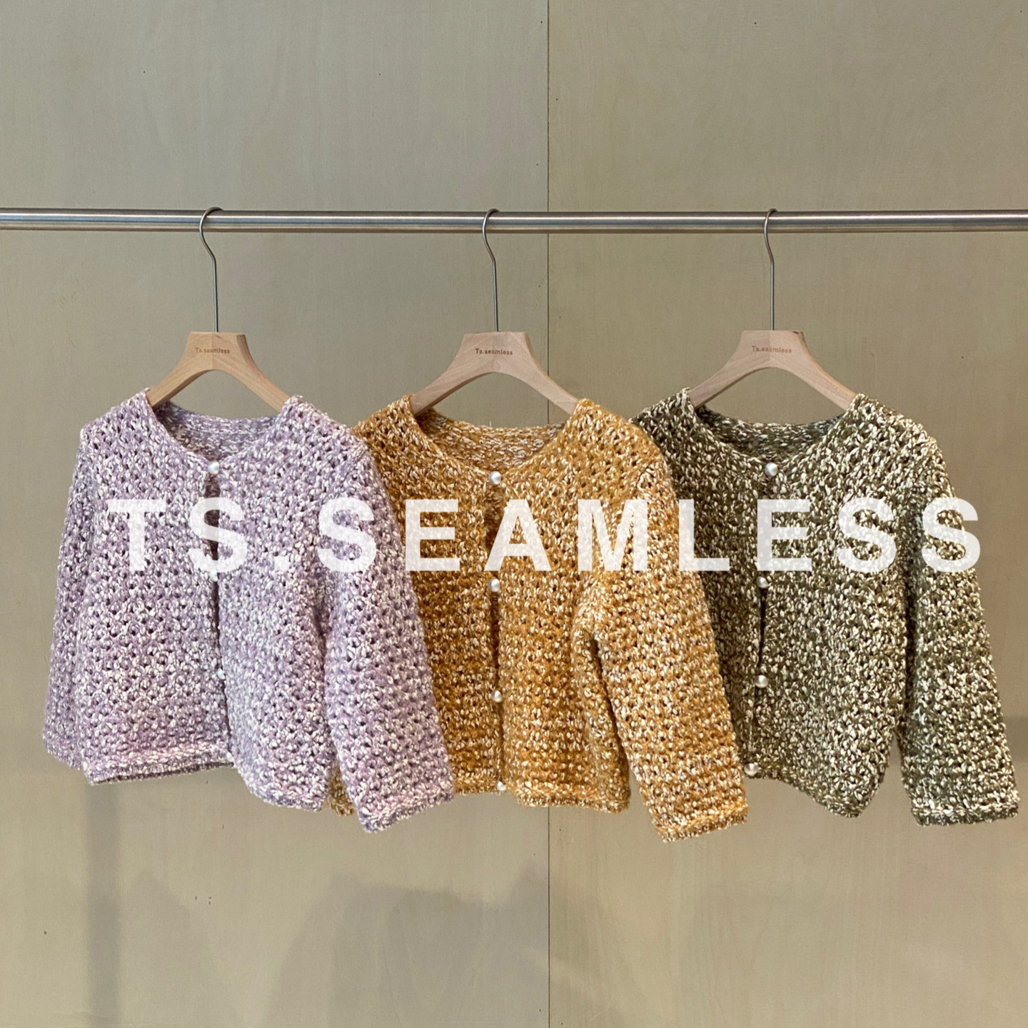 TS.SEAMLESS 重磅混织小香风羊驼羊毛镂空针织外套 F111