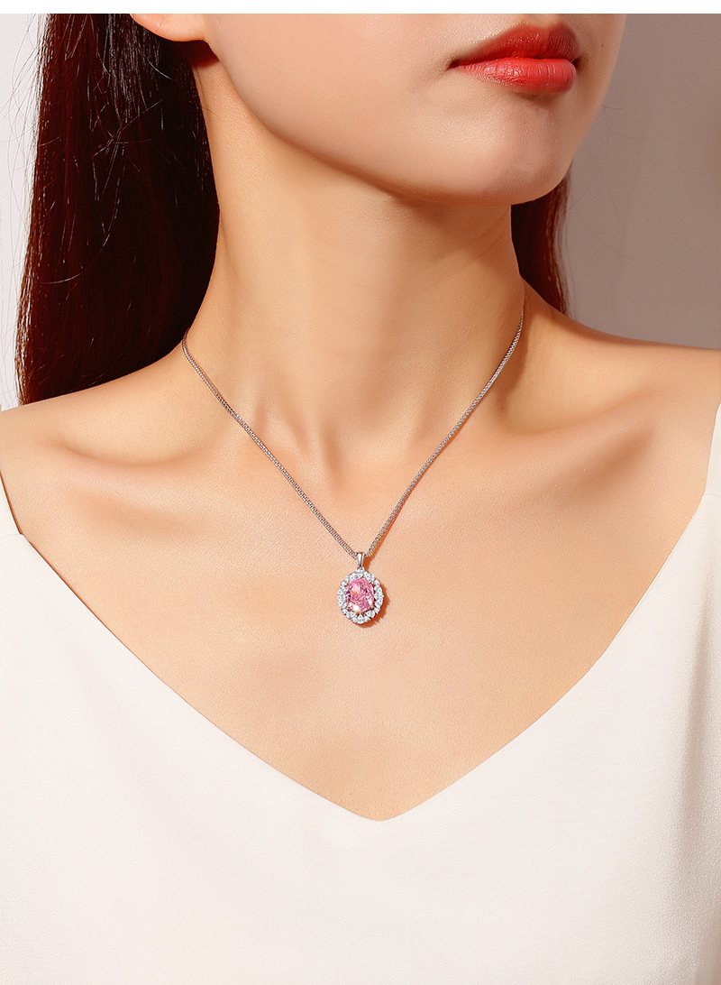 Electroplating Gold Plating Process 1 Piece 925 Sterling Silver Geometric Zircon High Carbon Diamond 925 Sterling Silver Cable Chain Pendant Necklace