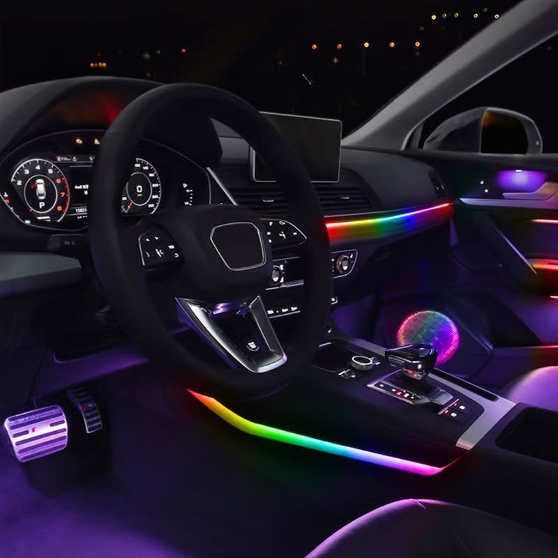 Automóvil de uso general luz de atmósfera de automóvil 256 color acrílico de automóvil escondido luz de atmósfera roja