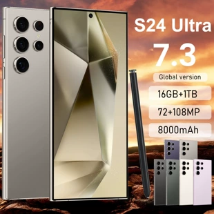Смартфон S24 (S24 Ultra) — элитный мобильный телефон, 7,3 дюйма, встроенная стилус, опция 16ГБ+1ТБ