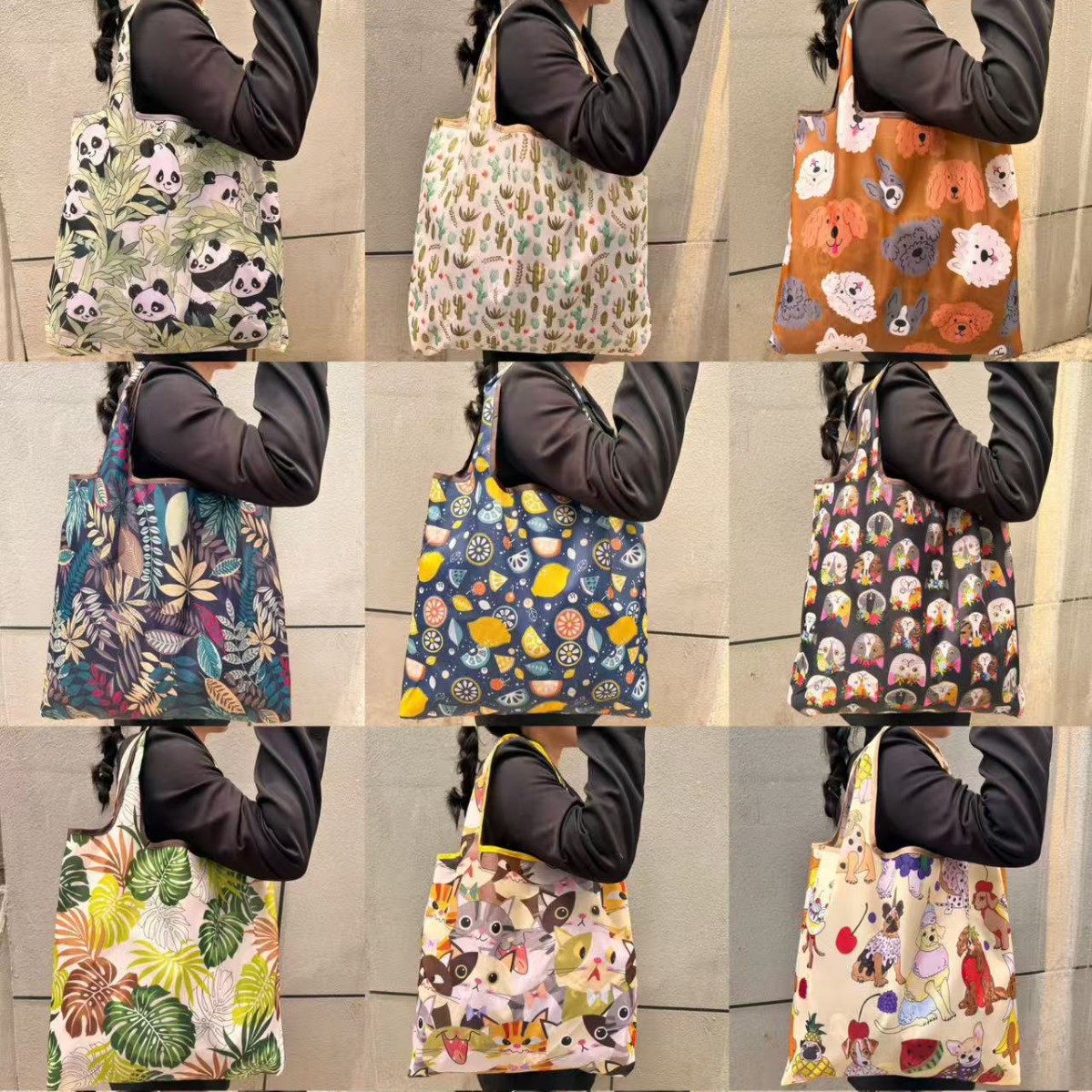 Folding handheld shopping bag