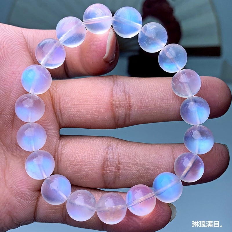Natural Blue Moonstone Bracelet, Dark Night Elf Blue Cat's Eye Moonstone Bracelet, Women's Translucent Crystal Jewelry Wholesale Natural Blue Moonstone Bracelet, Dark Night Elf Blue Cat's Eye Moonstone Bracelet, Women's Translucent Crystal Jewelry Wholesale