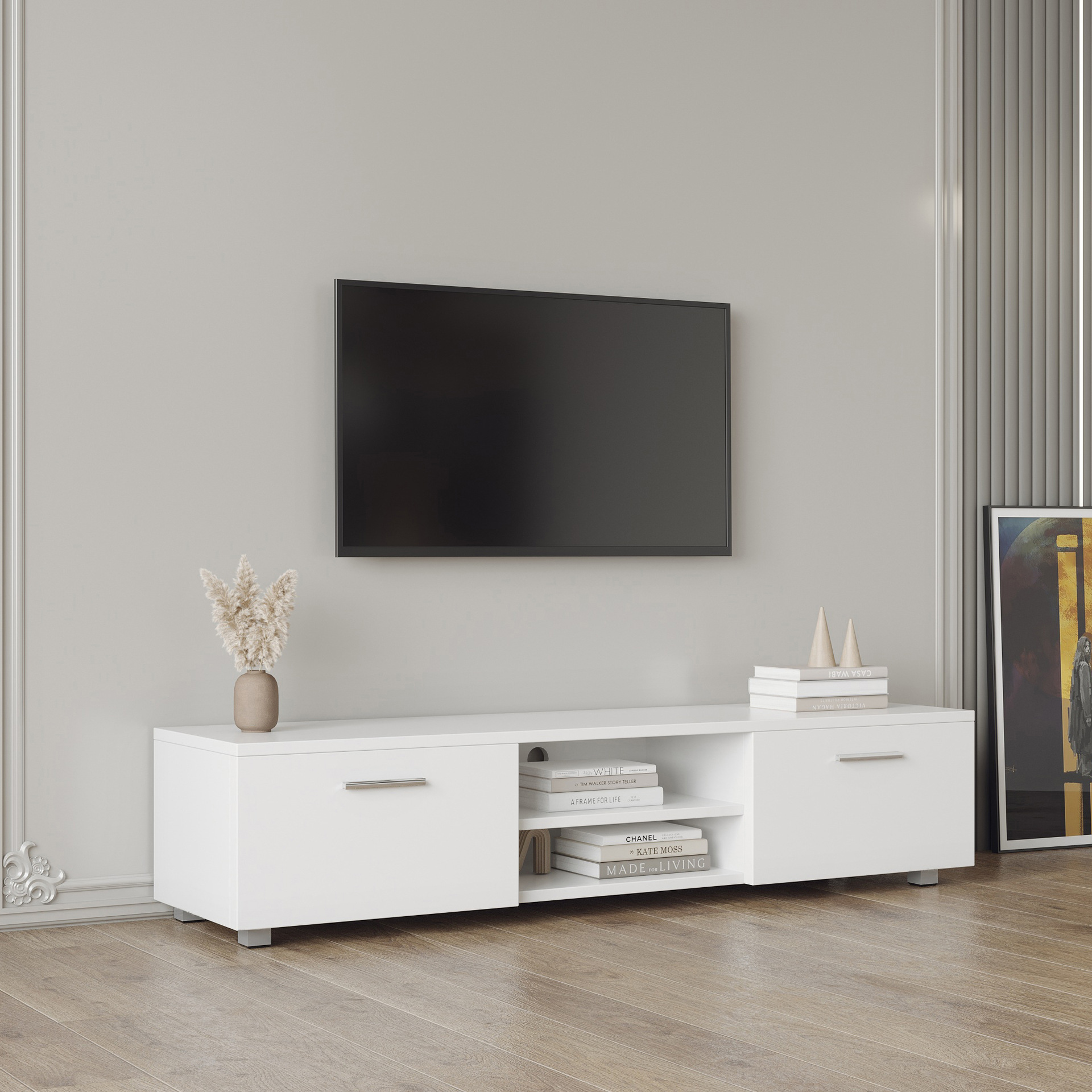 Juego de mesa de centro y mueble para TV de lujo ligero para sala de estar, mueble de almacenamiento y multimedia moderno y minimalista para apartamentos pequeños. image 1