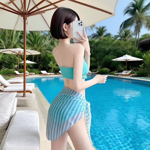 2025 Women's Dopamine-Powered Youthful Teenage Bikini: 3-Piece Split Set for Hot Springs & Beach Getaways