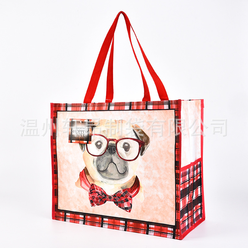 动物创意编织手提购物袋防水便捷折叠大容量单肩包轻便可爱编织袋