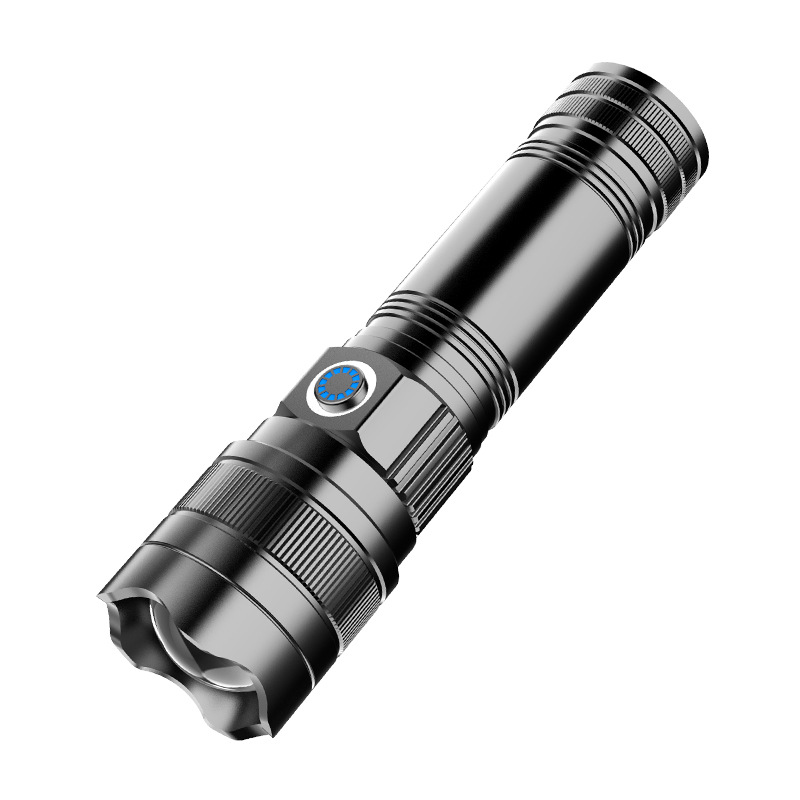 Al por mayor linterna láser blanco fuerte luz larga resistencia linterna aleación de aluminio telescópica atenuación teléfono móvil linterna recargable