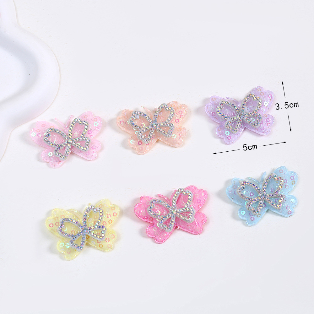 甜美亮片蝴蝶儿童发饰发发绳饰品配件辅料公主裙服装装饰布贴批发