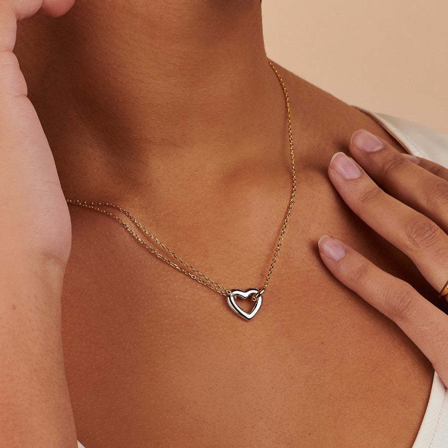 1 Piece Quantity Holiday, Daily Occasion 304 Stainless Steel Material Titanium Steel Gold Plated Simple Style Classic Style Plating Heart Shape Bracelets Necklace