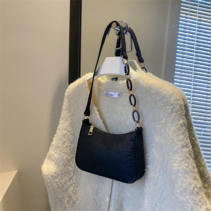 Comercio exterior al por mayor nuevo bolso de feltro texturizado cocodrilo nicho bolso de brazo cadena de moda bolso de mujer