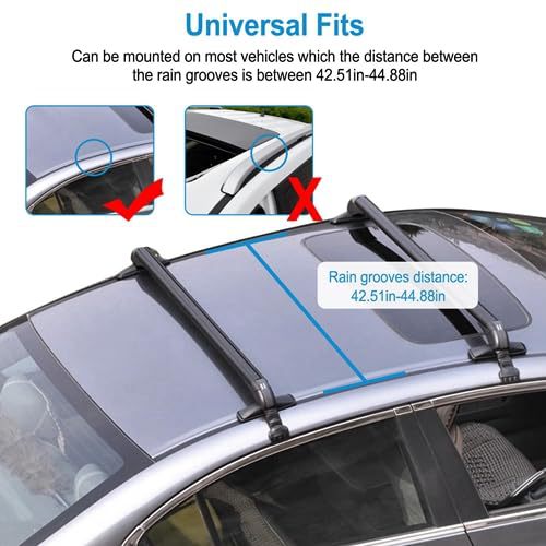 2Pcs Lockable Black Aluminum Roof Rack Cross Bars