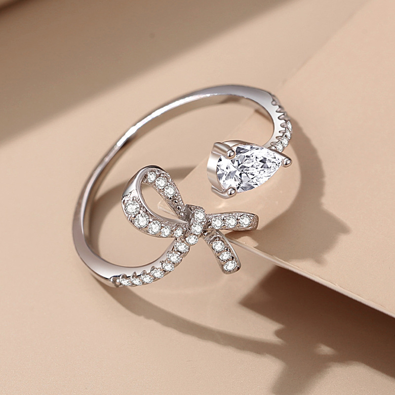 S925 anillo de plata arco estilo coreano fresco lindo anillo femenino abierto nicho alto sentido ins estilo pulsera