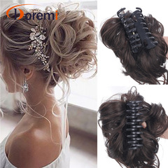 Cross-border Western and European claw clip wig headband messy long beard lazy style wig bun 25cm 55g claw clip bun