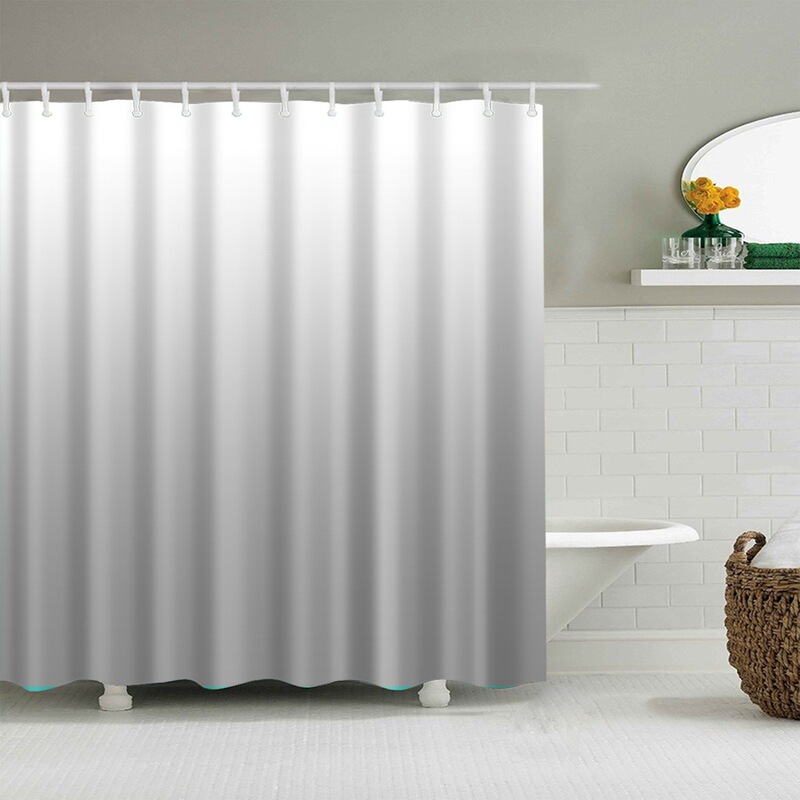 Gradient Gray Shower Curtain Fabric Shower Curtain Coastal Beach Waves Bathroom Shower Curtain Gray Gradient Nautical Digital Print