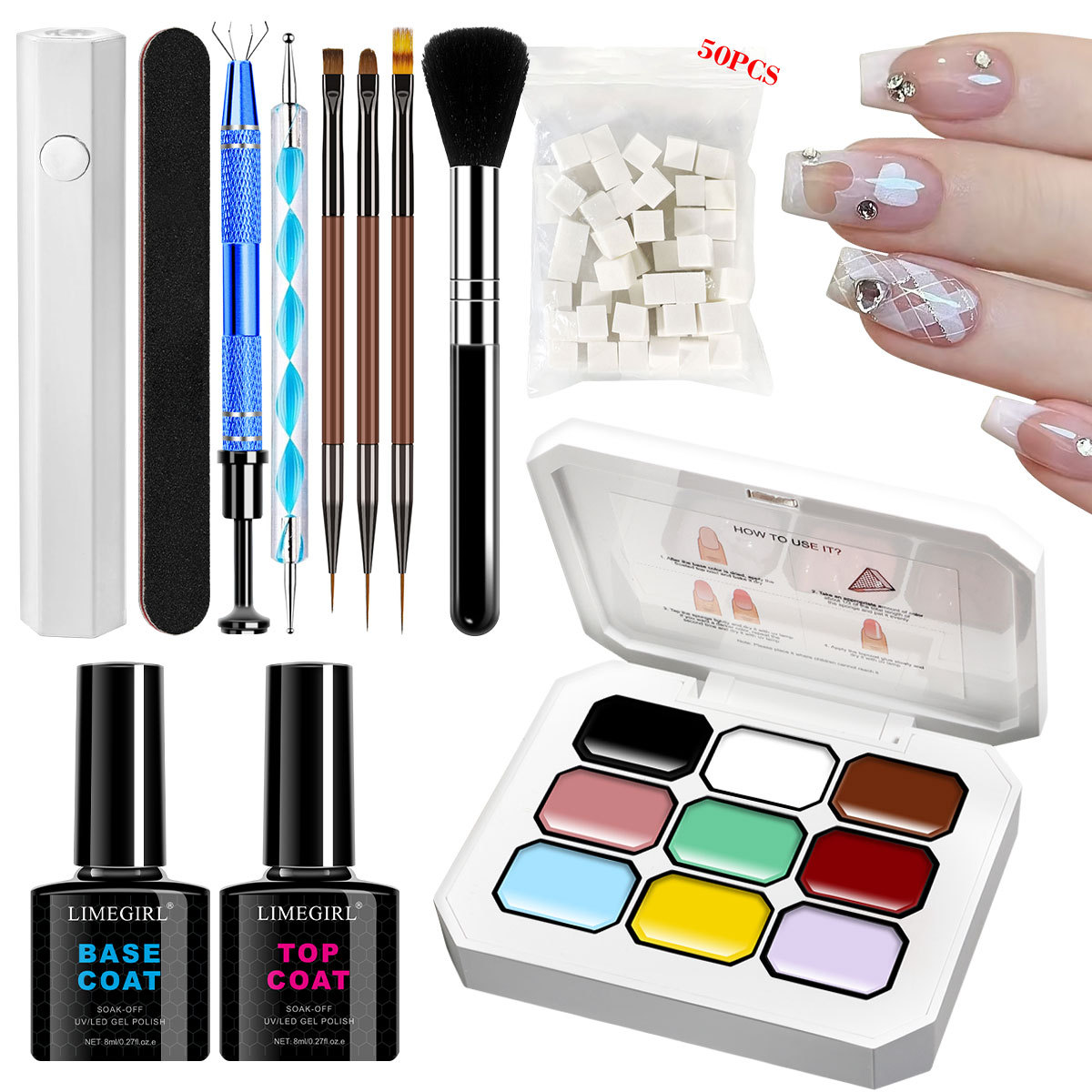 Nuevo Jiugongge sólido batida de goma de tinta de pintura gradiente de alta saturación popular pegamento de nail gel conjunto de pegamento de uñas