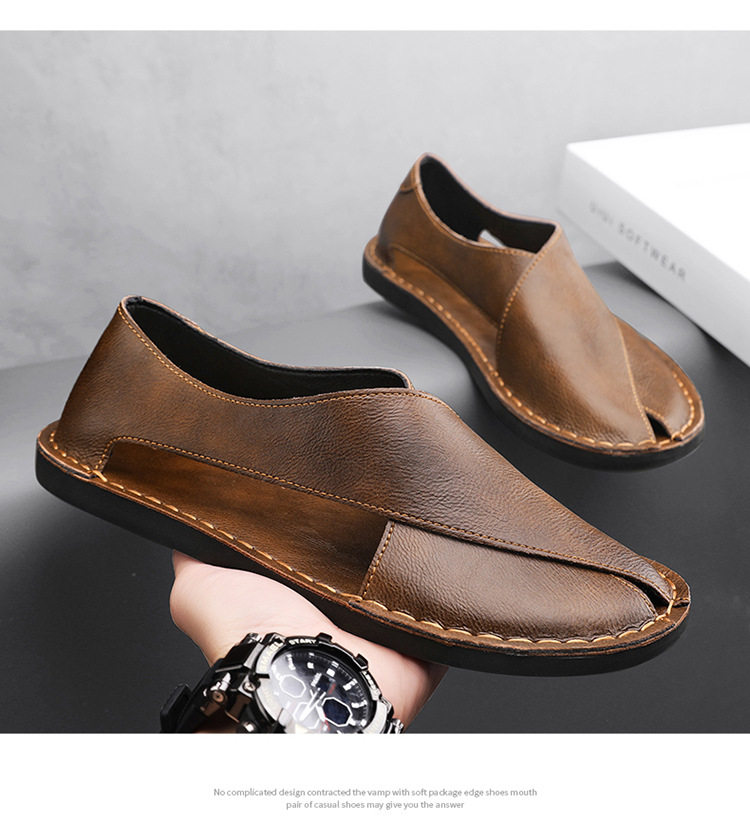 Dép sandal nam da bò thật hở ngón thoáng khí kiểu lười dễ xỏ chân — 2658 màu nâu, 2658 màu đen chi tiết 16